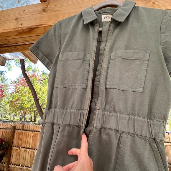 J. Crew Zip Front Chino Gray Green Pocket Utility Dress size 8 - Picture 8 of 16